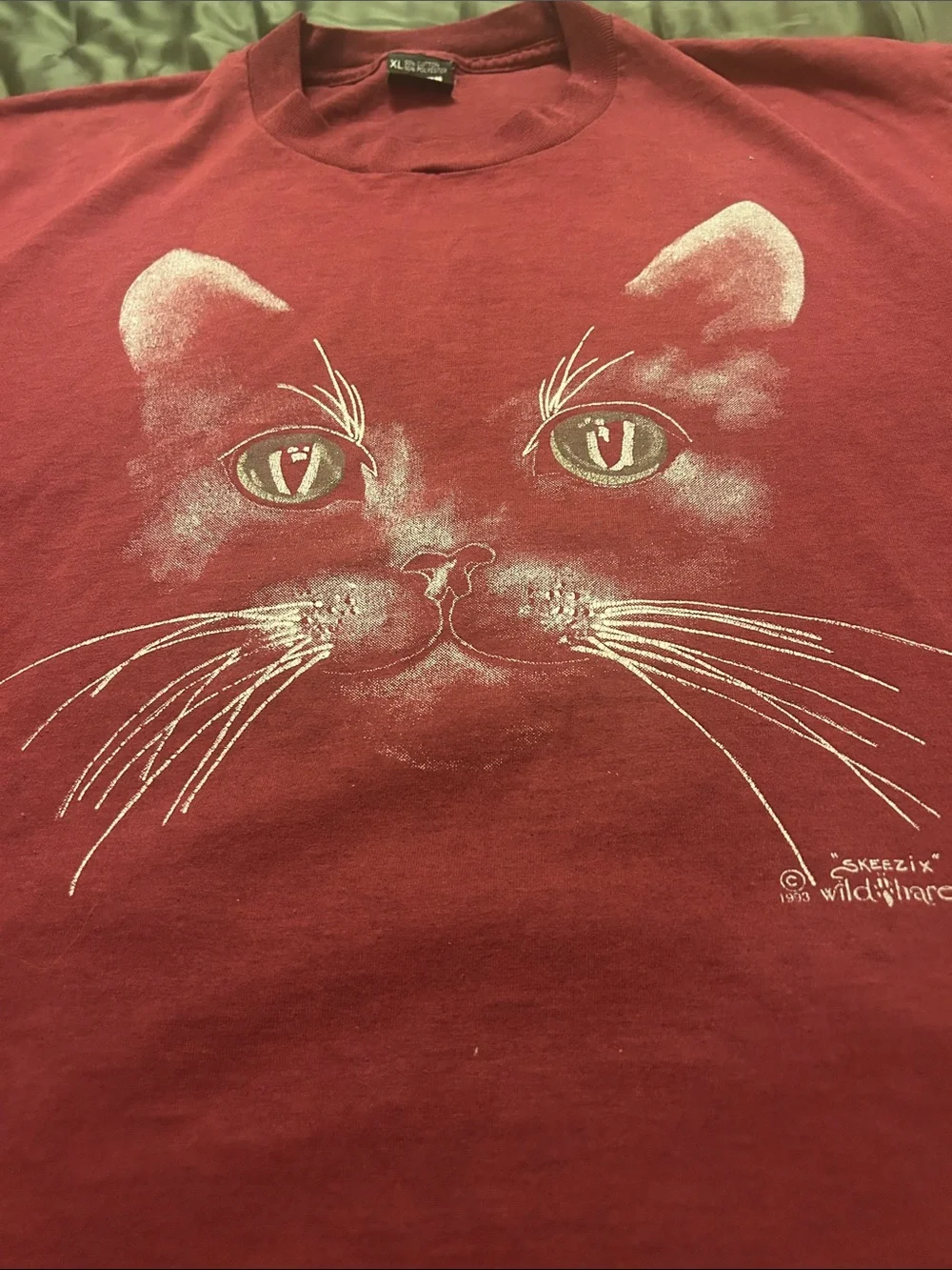 Vintage screen stars Red Cat Graphic Tee by - Soft Cotton Pet Shirt